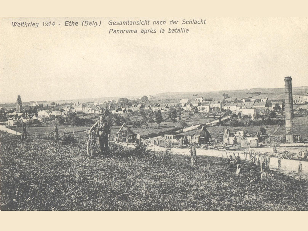 <p style="text-align: center;"><strong>View of Ethe after the Battle of the Frontiers in August 1914.</strong><br style="text-align: center;" /><span style="text-align: center;">Source / Cr&eacute;dit :&nbsp;</span><a style="text-align: center;" href="https://www.luxembourg-belge.be/" target="_blank" rel="noopener">Association touristique du Luxembourg belge</a></p>